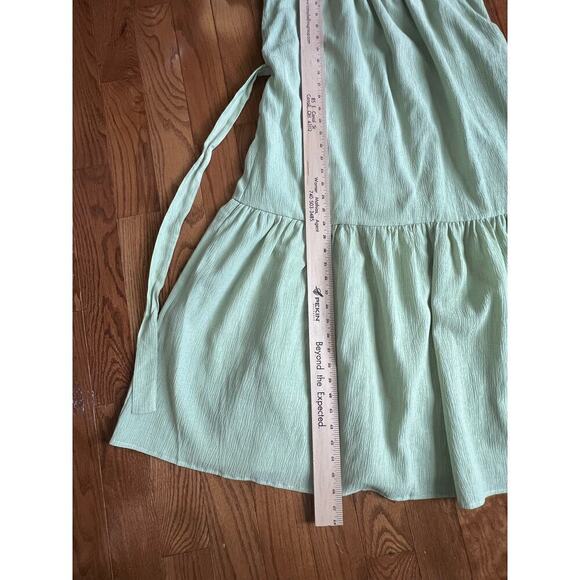 Lulus Tiered Ruffle Puff Sleeve Midi Dress, Green, size Small, Lightweight - Picture 9 of 12